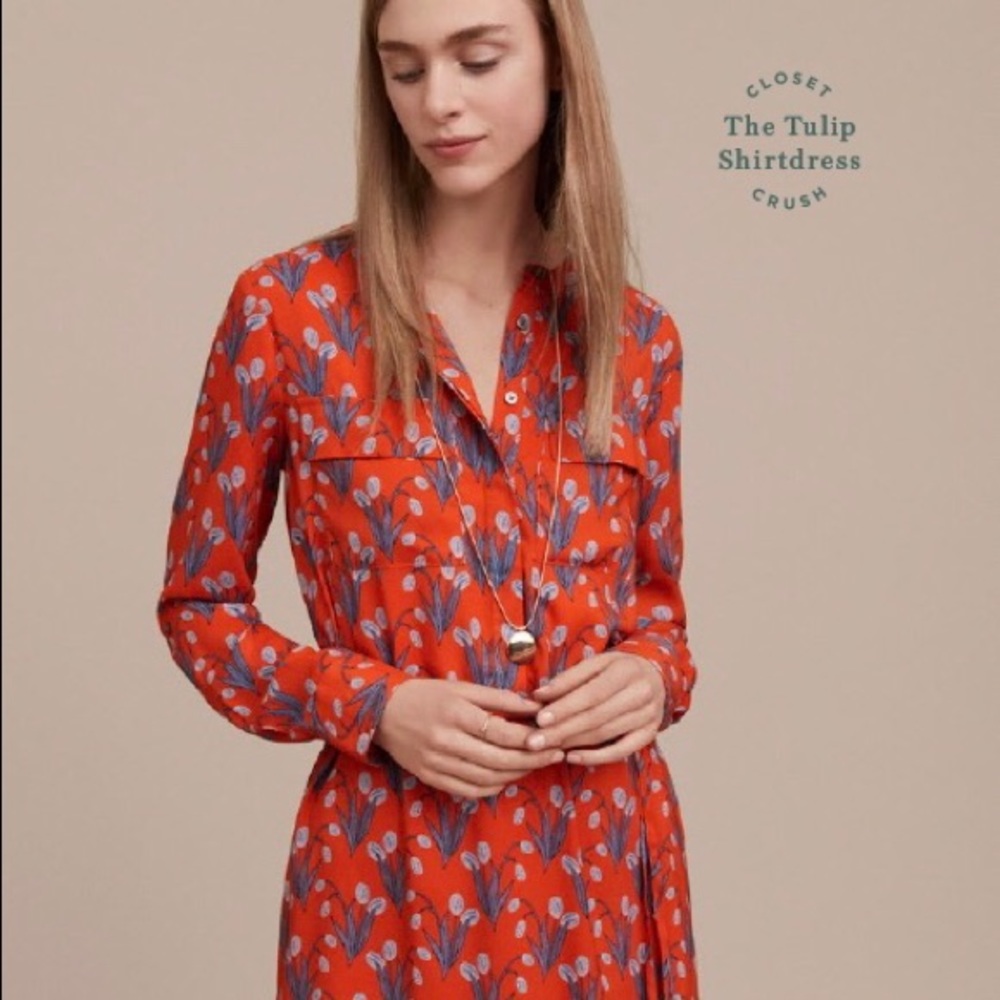 LOFT tulip button-up shirt dress